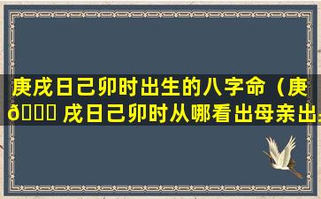 庚戌日己卯时出生的八字命（庚 💐 戌日己卯时从哪看出母亲出身 🐛 低贱）